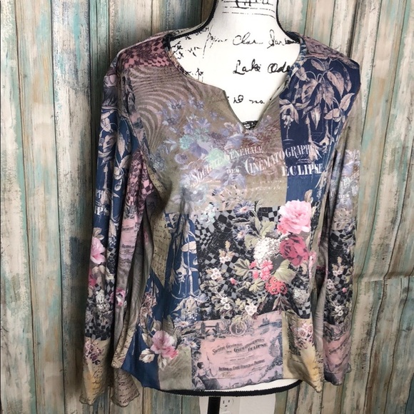 oneworld Tops - Oneworld Soft Long Sleeve Floral Casual Top Size M